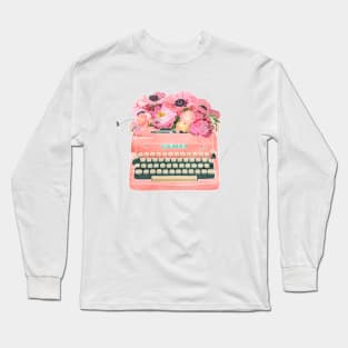 Typewriter with Flowers Long Sleeve T-Shirt